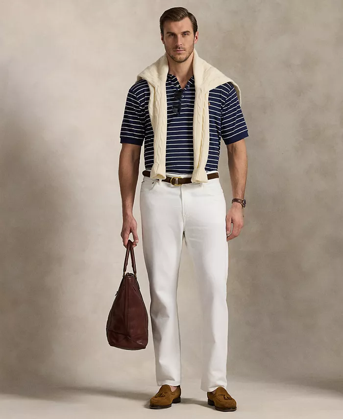Alfani Polo Ralph Lauren Men's Big & Tall Striped Cotton Interlock Polo Shirt Men's Fashion & Accessories