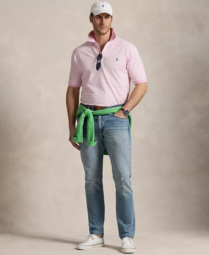 Alfani Polo Ralph Lauren Men's Big & Tall Striped Mesh Polo Shirt Men's Fashion & Accessories