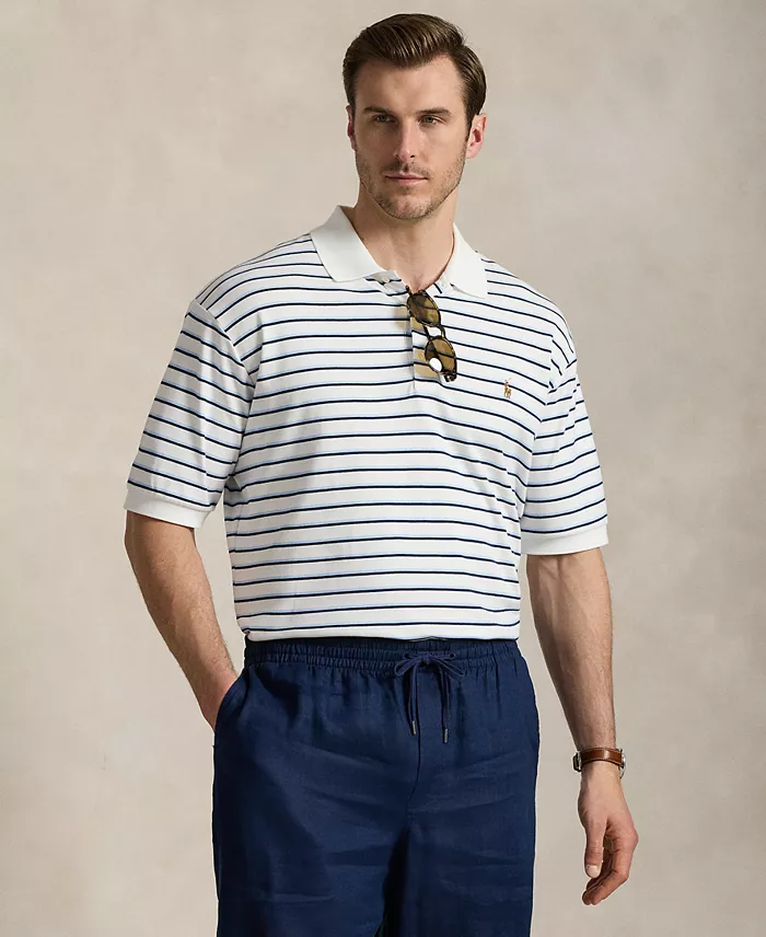 Alfani Polo Ralph Lauren Men's Big & Tall Striped Soft Cotton Polo Shirt Men's Fashion & Accessories