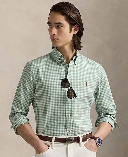 alfani Polo Ralph Lauren Men's Classic-Fit Gingham Oxford Shirt Men's Fashion & Accessories