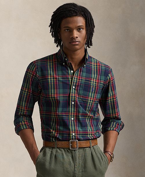 alfani Polo Ralph Lauren Men's Classic-Fit Plaid Performance Shirt Men's Fashion & Accessories