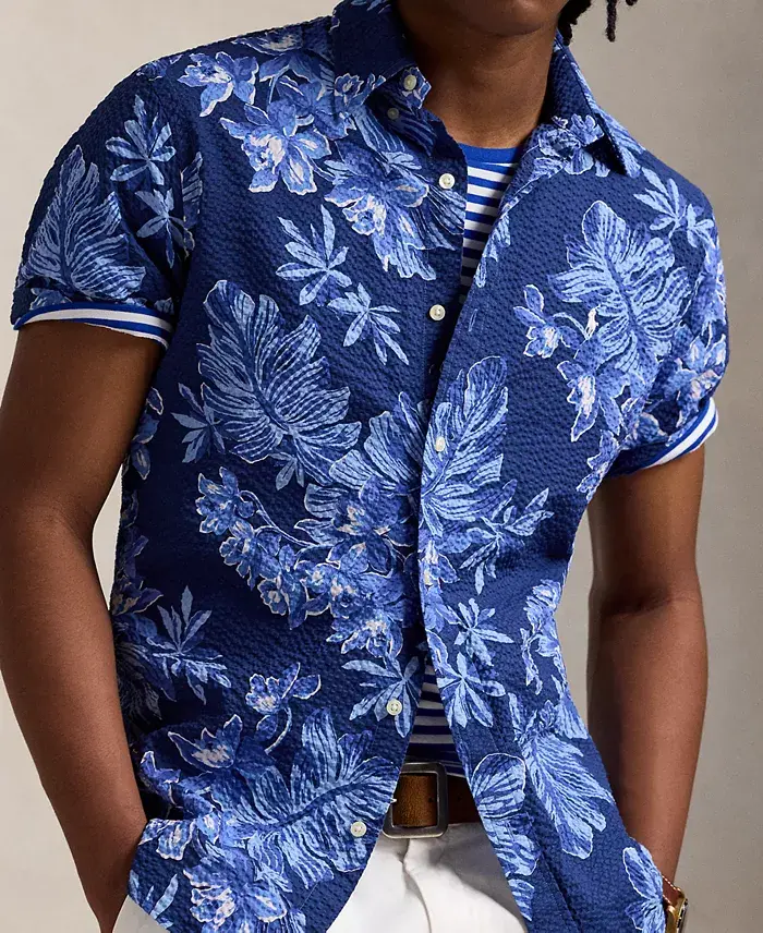 Alfani Polo Ralph Lauren Men's Classic-Fit Tropical Seersucker Shirt Men's Fashion & Accessories