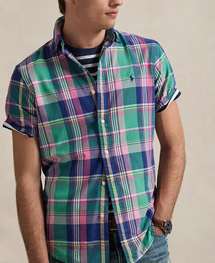 Alfani Polo Ralph Lauren Men's Classic-Fit Yarn-Dyed Plaid Cotton Oxford Button-Down Shirt Men's Fashion & Accessories