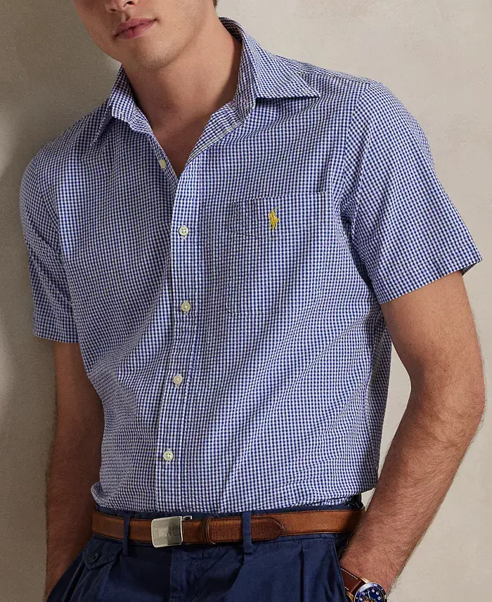 Alfani Polo Ralph Lauren Men's RL Prepster Classic-Fit Checked Seersucker Shirt Men's Fashion & Accessories