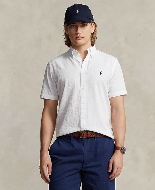 alfani Polo Ralph Lauren Men's RL Prepster Classic-Fit Seersucker Shirt Men's Fashion & Accessories