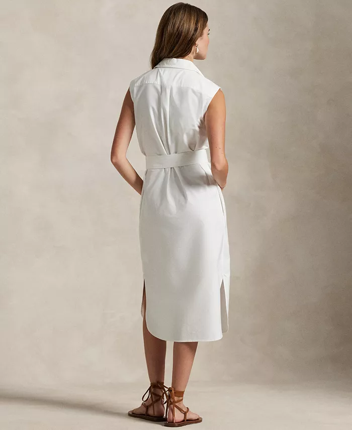 Alfani Polo Ralph Lauren Women's Belted Oxford Sleeveless Shirtdress Women's Fashion Shoes & Accessories