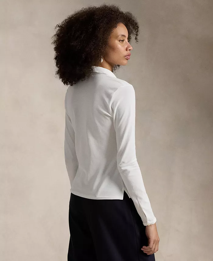 Alfani Polo Ralph Lauren Women's Buttoned-Placket Long-Sleeve Polo Shirt Women's Fashion Shoes & Accessories