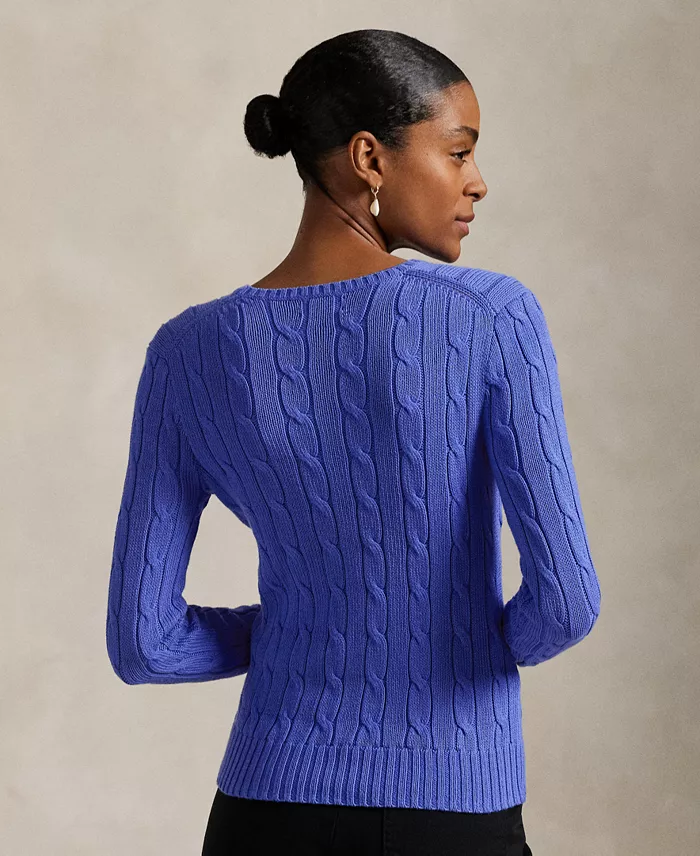 Alfani Polo Ralph Lauren Women's Cable-Knit Cotton Crewneck Sweater Women's Fashion Shoes & Accessories