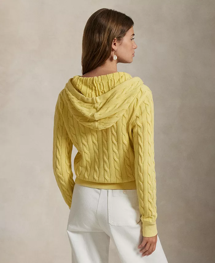 Alfani Polo Ralph Lauren Women's Cable-Knit Cotton Full-Zip Hoodie Sweatshirt Women's Fashion Shoes & Accessories