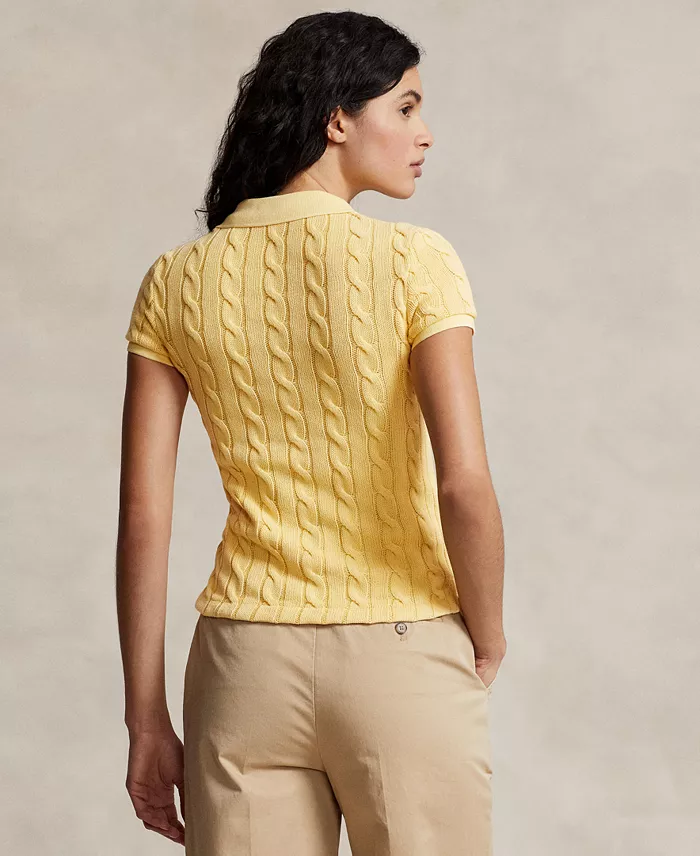 Alfani Polo Ralph Lauren Women's Cable-Knit Polo Shirt Women's Fashion Shoes & Accessories