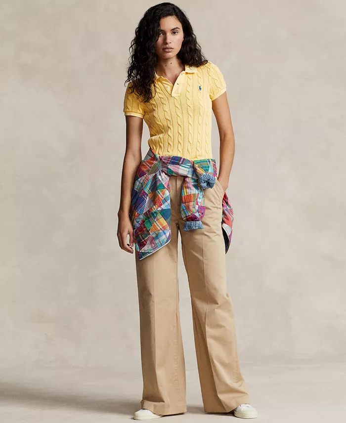 Alfani Polo Ralph Lauren Women's Cable-Knit Polo Shirt Women's Fashion Shoes & Accessories