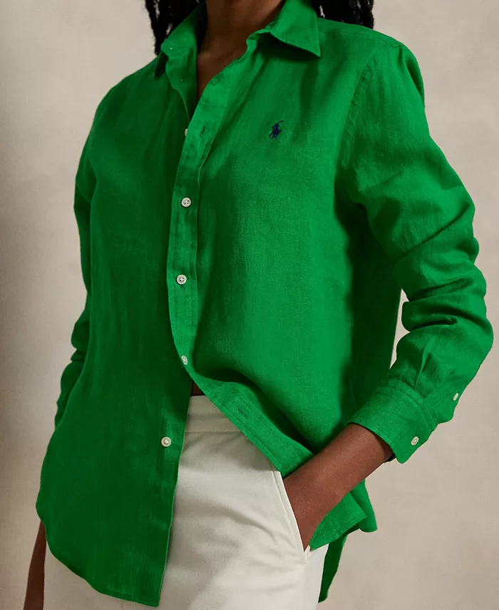 Alfani Polo Ralph Lauren Women's Classic-Fit 100% Linen Shirt Women's Fashion Shoes & Accessories