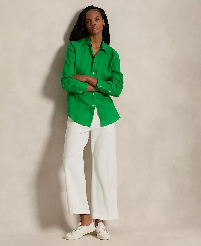 Alfani Polo Ralph Lauren Women's Classic-Fit 100% Linen Shirt Women's Fashion Shoes & Accessories