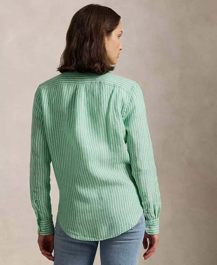 Alfani Polo Ralph Lauren Women's Classic-Fit Striped 100% Linen Shirt Women's Fashion Shoes & Accessories