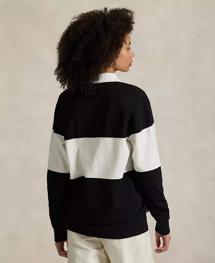 Alfani Polo Ralph Lauren Women's Color-Blocked Cotton Jersey Rugby Shirt Women's Fashion Shoes & Accessories
