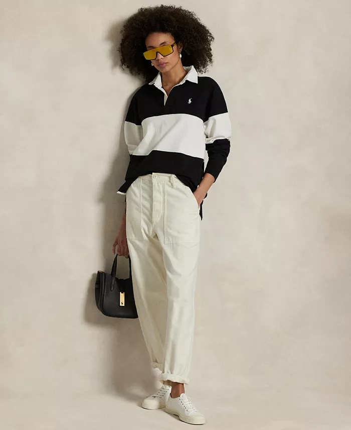 Alfani Polo Ralph Lauren Women's Color-Blocked Cotton Jersey Rugby Shirt Women's Fashion Shoes & Accessories