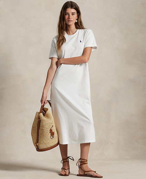 alfani Polo Ralph Lauren Women's Cotton Jersey Tee Dress Women's Fashion Shoes & Accessories
