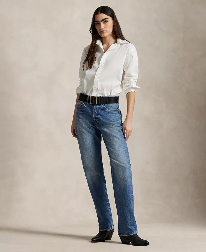 Alfani Polo Ralph Lauren Women's Cotton Woven Oversize Shirt Women's Fashion Shoes & Accessories