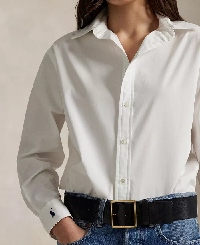 Alfani Polo Ralph Lauren Women's Cotton Woven Oversize Shirt Women's Fashion Shoes & Accessories