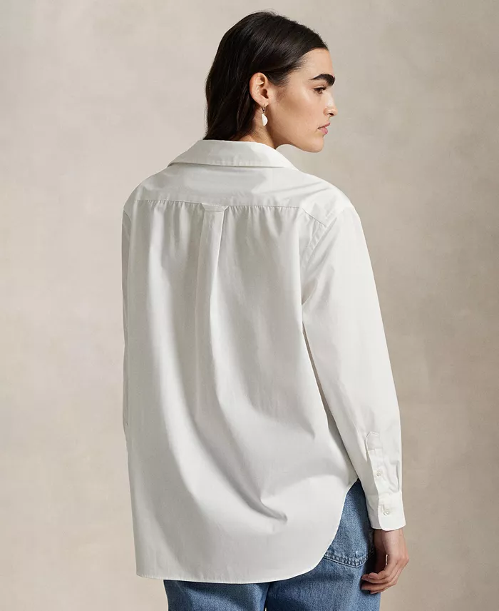 Alfani Polo Ralph Lauren Women's Cotton Woven Oversize Shirt Women's Fashion Shoes & Accessories