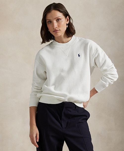 alfani Polo Ralph Lauren Women's Fleece Crewneck Sweatshirt Women's Fashion Shoes & Accessories