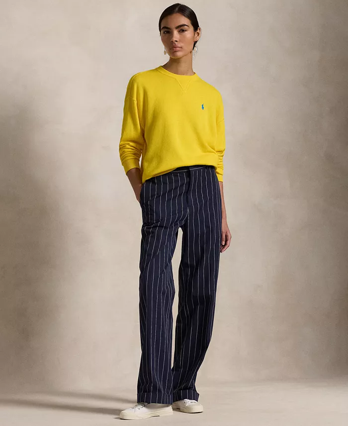 Alfani Polo Ralph Lauren Women's Lightweight Fleece Crewneck Pullover Sweatshirt Women's Fashion Shoes & Accessories