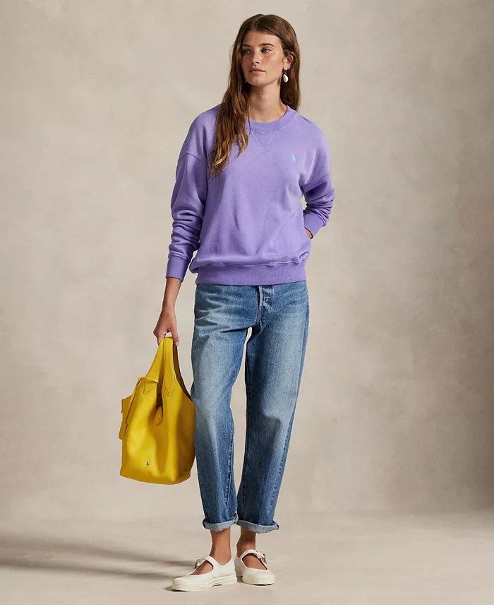 Alfani Polo Ralph Lauren Women's Lightweight Fleece Crewneck Sweatshirt Women's Fashion Shoes & Accessories