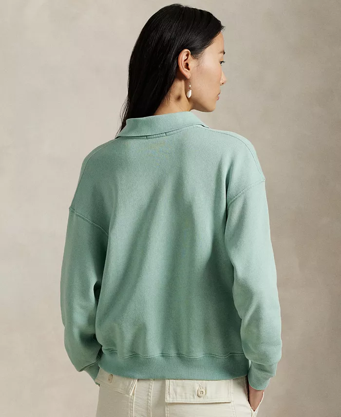 Alfani Polo Ralph Lauren Women's Lightweight Fleece Long-Sleeve Polo Sweatshirt Women's Fashion Shoes & Accessories