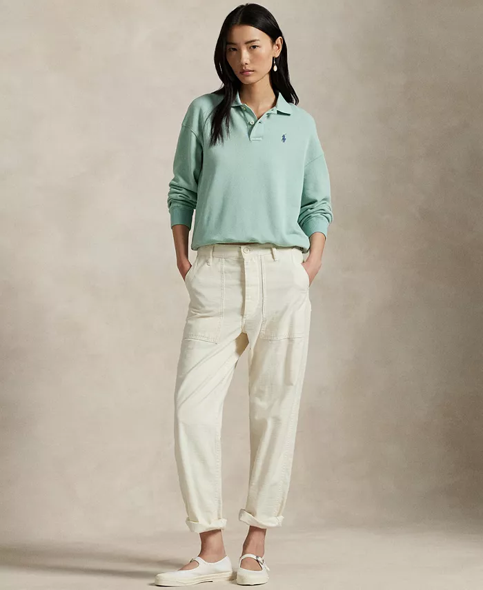 Alfani Polo Ralph Lauren Women's Lightweight Fleece Long-Sleeve Polo Sweatshirt Women's Fashion Shoes & Accessories