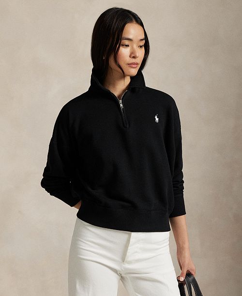 alfani Polo Ralph Lauren Women's Lightweight Fleece Quarter-Zip Sweatshirt Women's Fashion Shoes & Accessories