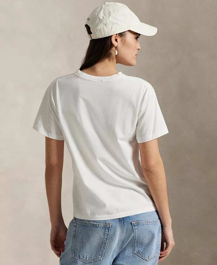 Alfani Polo Ralph Lauren Women's Logo Cotton Jersey Crewneck Tee Women's Fashion Shoes & Accessories