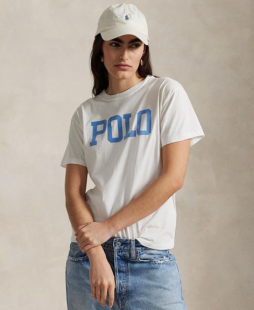 alfani Polo Ralph Lauren Women's Logo Cotton Jersey Crewneck Tee Women's Fashion Shoes & Accessories
