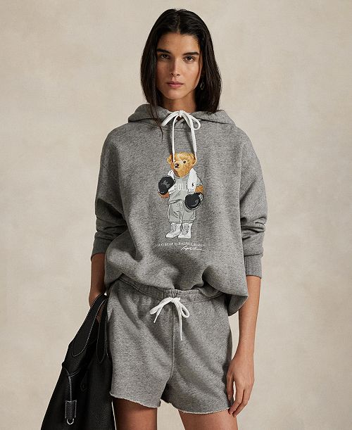 alfani Polo Ralph Lauren Women's Polo Bear Fleece Hoodie Sweatshirt Women's Fashion Shoes & Accessories