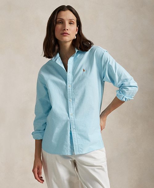 alfani Polo Ralph Lauren Women's Relaxed-Fit Cotton Oxford Shirt Women's Fashion Shoes & Accessories