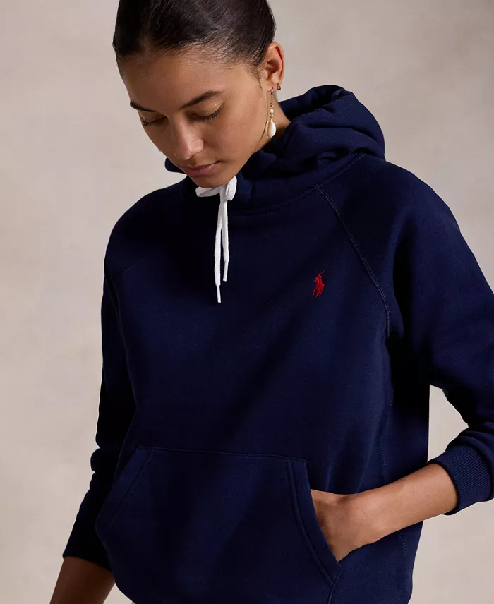 Alfani Polo Ralph Lauren Women's Shrunken Fit Fleece Hoodie Sweatshirt Women's Fashion Shoes & Accessories