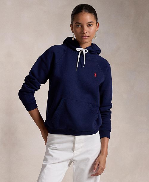 alfani Polo Ralph Lauren Women's Shrunken Fit Fleece Hoodie Sweatshirt Women's Fashion Shoes & Accessories