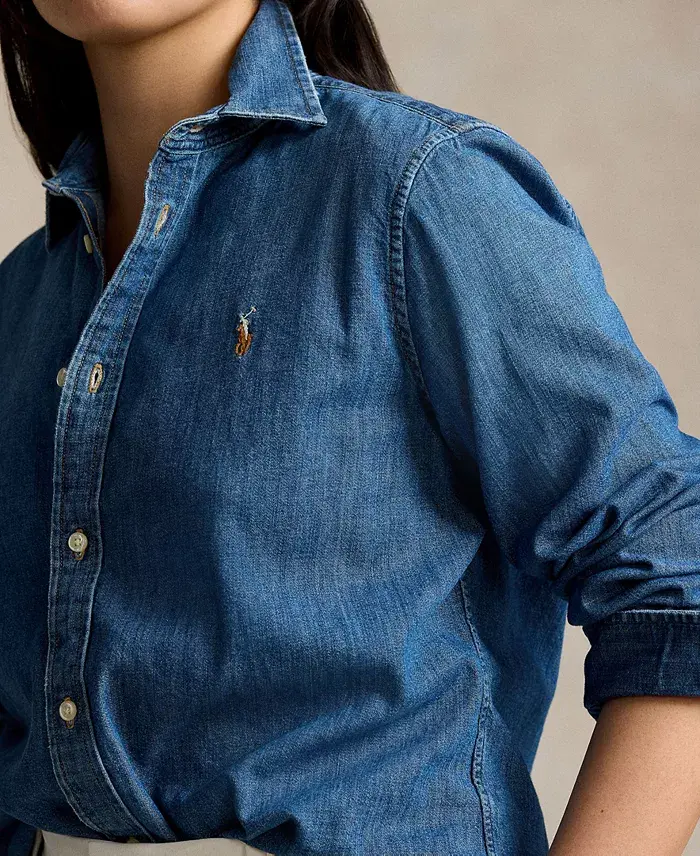 Alfani Polo Ralph Lauren Women's Slim-Fit Denim Shirt Women's Fashion Shoes & Accessories