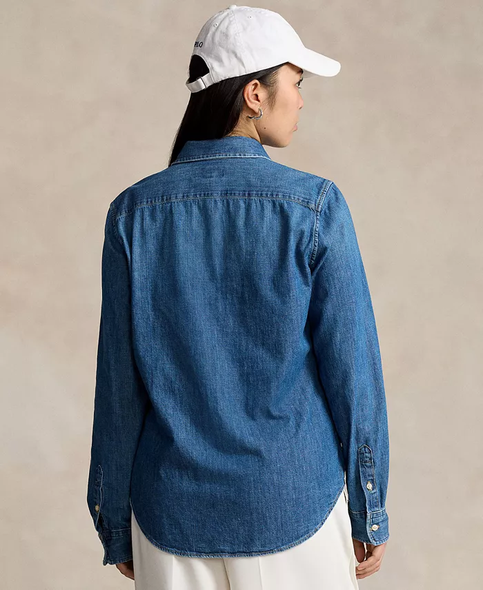 Alfani Polo Ralph Lauren Women's Slim-Fit Denim Shirt Women's Fashion Shoes & Accessories