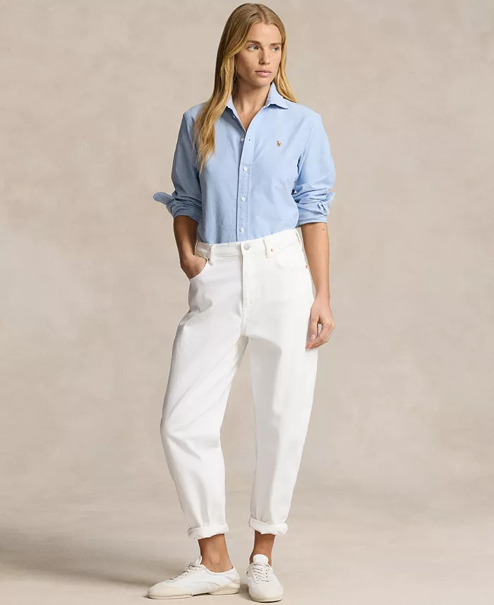 Alfani Polo Ralph Lauren Women's Slim-Fit Striped Oxford Shirt Women's Fashion Shoes & Accessories