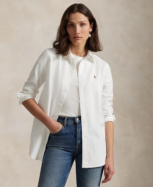 alfani Polo Ralph Lauren Women's Stretch Slim Fit Oxford Shirt Women's Fashion Shoes & Accessories