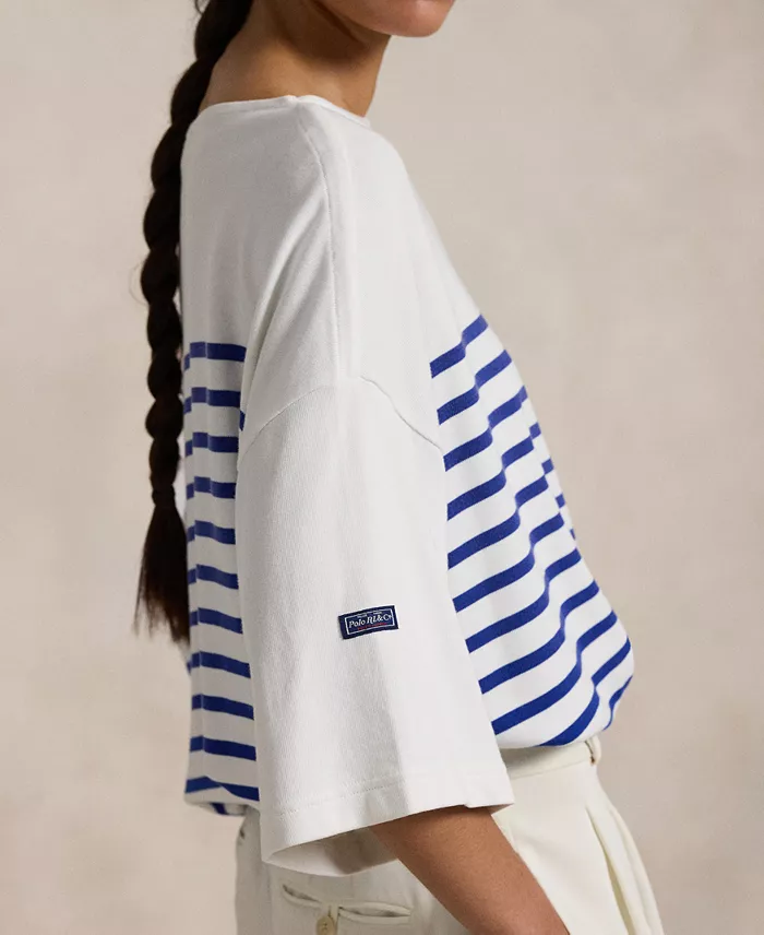 Alfani Polo Ralph Lauren Women's Striped Boatneck Mariner Tee Women's Fashion Shoes & Accessories