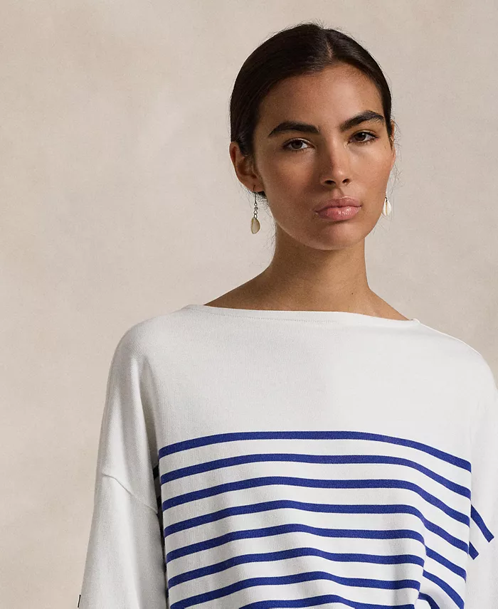Alfani Polo Ralph Lauren Women's Striped Boatneck Mariner Tee Women's Fashion Shoes & Accessories