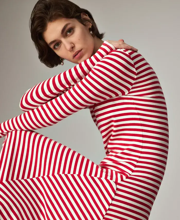 Alfani Polo Ralph Lauren Women's Striped Scoopneck Dress Women's Fashion Shoes & Accessories