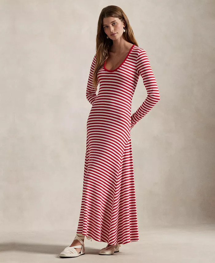 Alfani Polo Ralph Lauren Women's Striped Scoopneck Dress Women's Fashion Shoes & Accessories