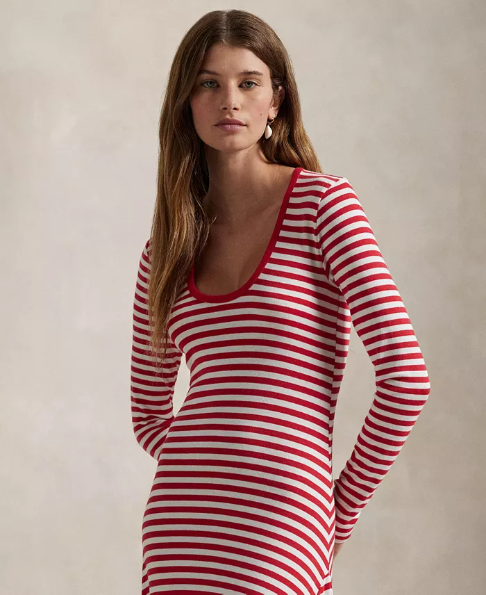 Alfani Polo Ralph Lauren Women's Striped Scoopneck Dress Women's Fashion Shoes & Accessories