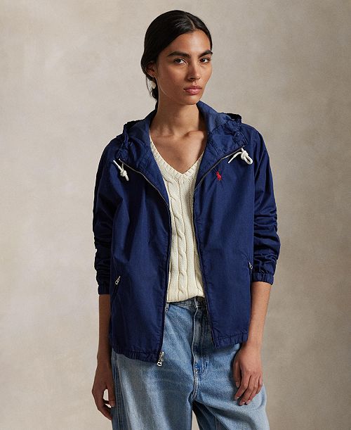 alfani Polo Ralph Lauren Women's Twill Hooded Jacket Women's Fashion Shoes & Accessories