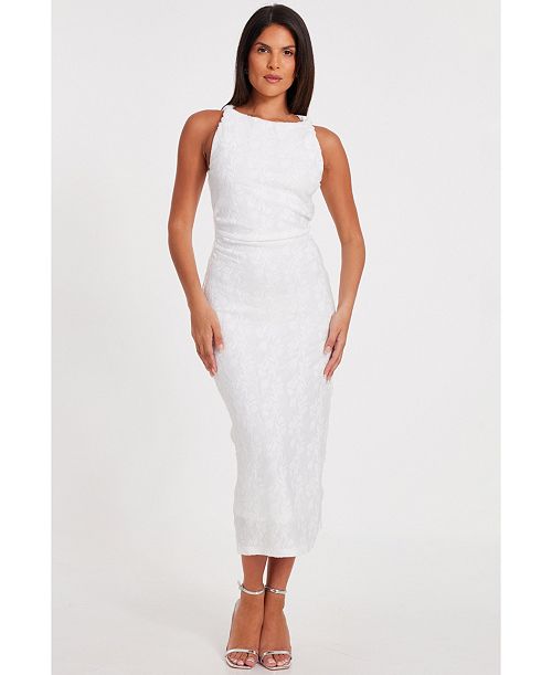 alfani QUIZ Women's Jaquard Maxi Dress With Twist Strap Women's Fashion Shoes & Accessories