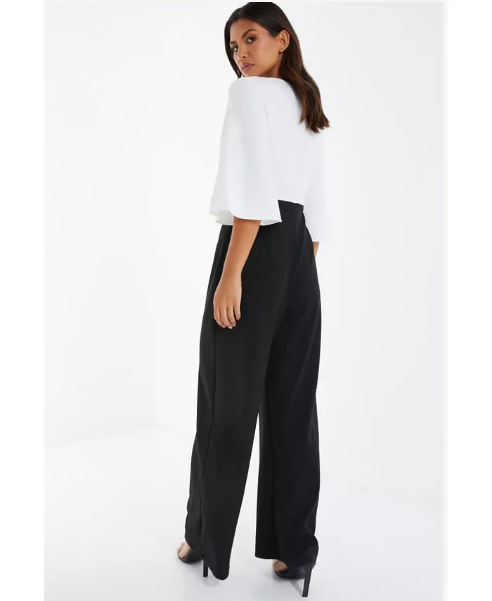 Alfani QUIZ Women's Two Toned Scuba Crepe Jumpsuit Women's Fashion Shoes & Accessories