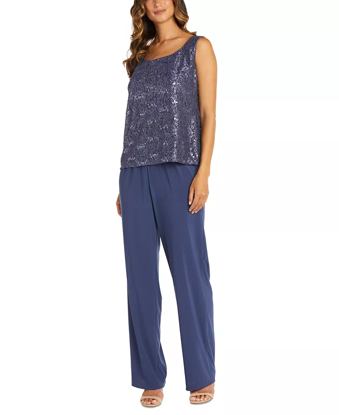 Alfani R & M Richards 3-Pc. Sequined Lace Pantsuit & Jacket Women's Fashion Shoes & Accessories