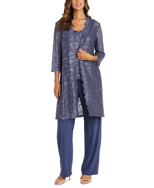alfani R & M Richards 3-Pc. Sequined Lace Pantsuit & Jacket Women's Fashion Shoes & Accessories
